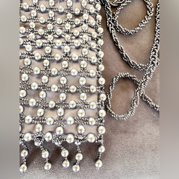 Giorgio Beverly Hills gray crossbody evening beaded bag. - Picture 3 of 4